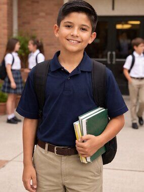 Boy’s IZOD Navy Blue Short Sleeve Uniform Dress Up Button Polo Shirt Sz L 14/16
